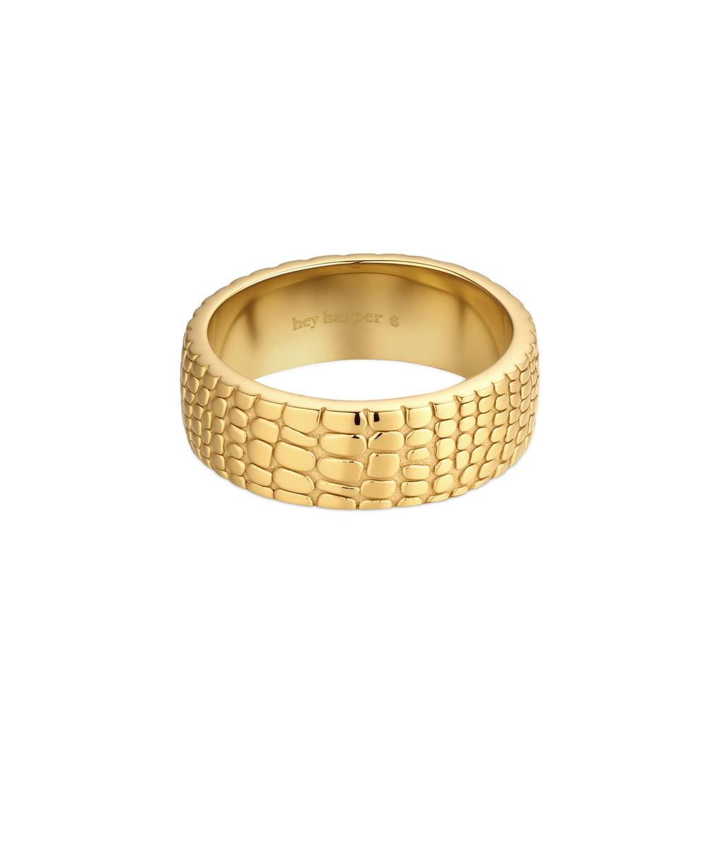 Crocodile Print Band Ring