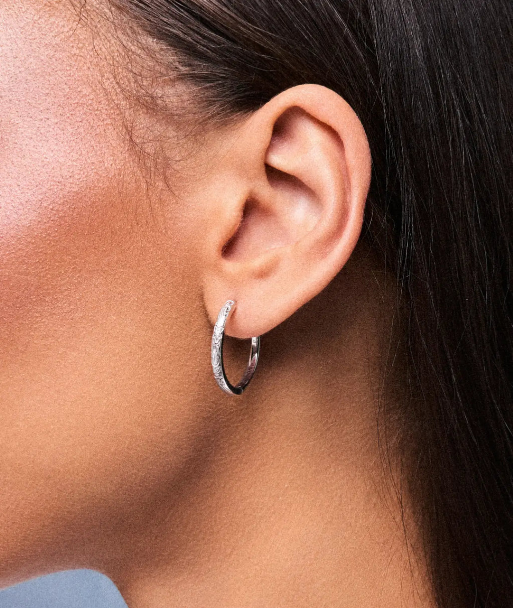 Daphne Large Hoop Silver Earrings