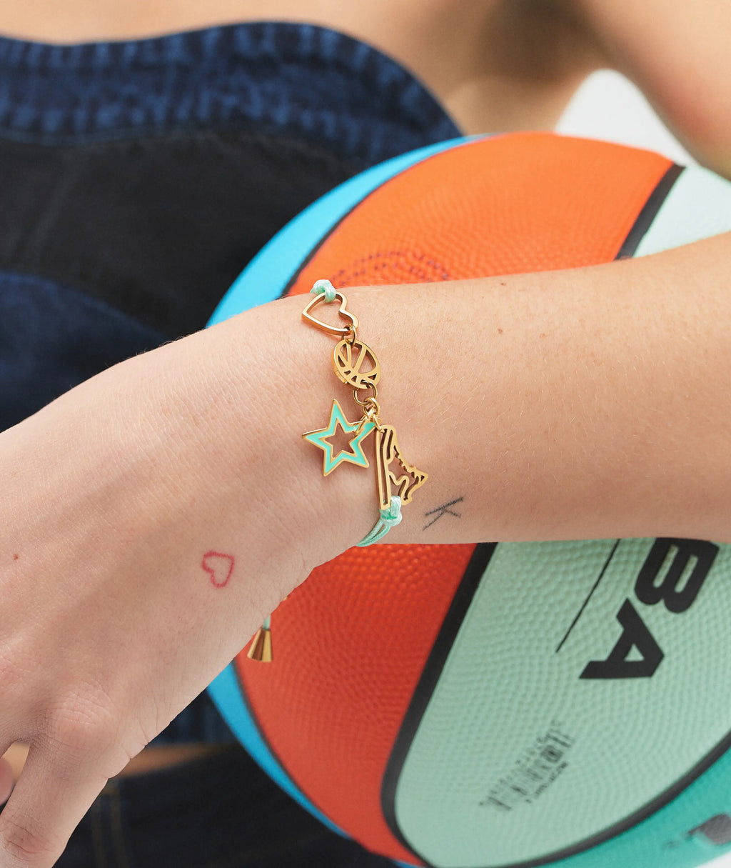 Mint & Gold Basketball Bracelet