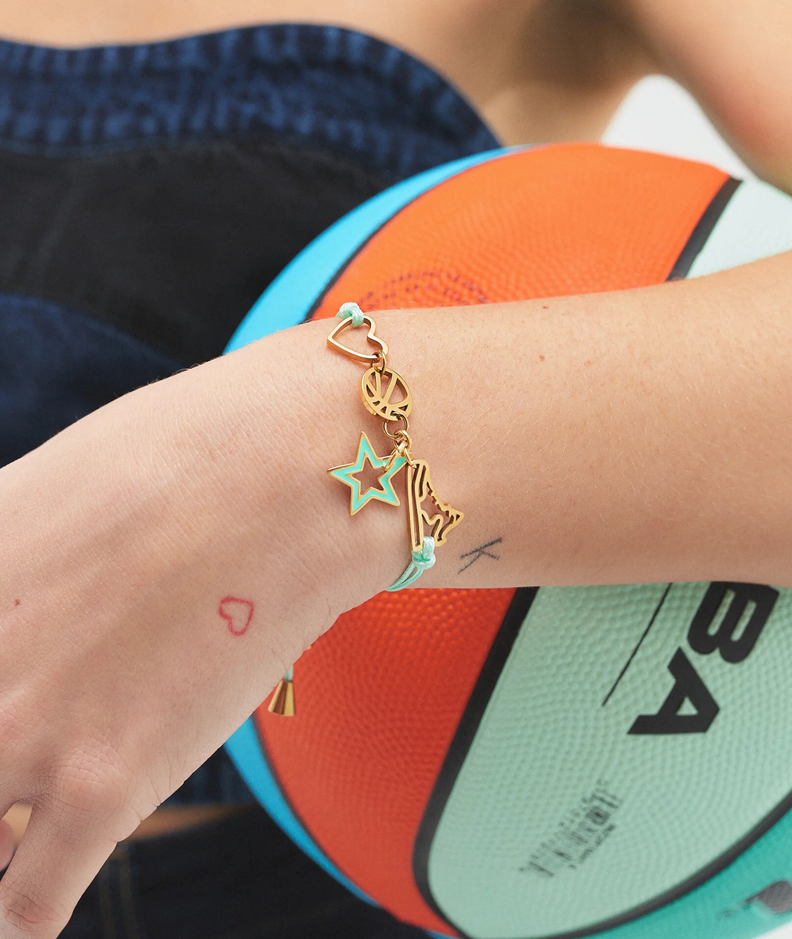 Mint & Gold Basketball Bracelet