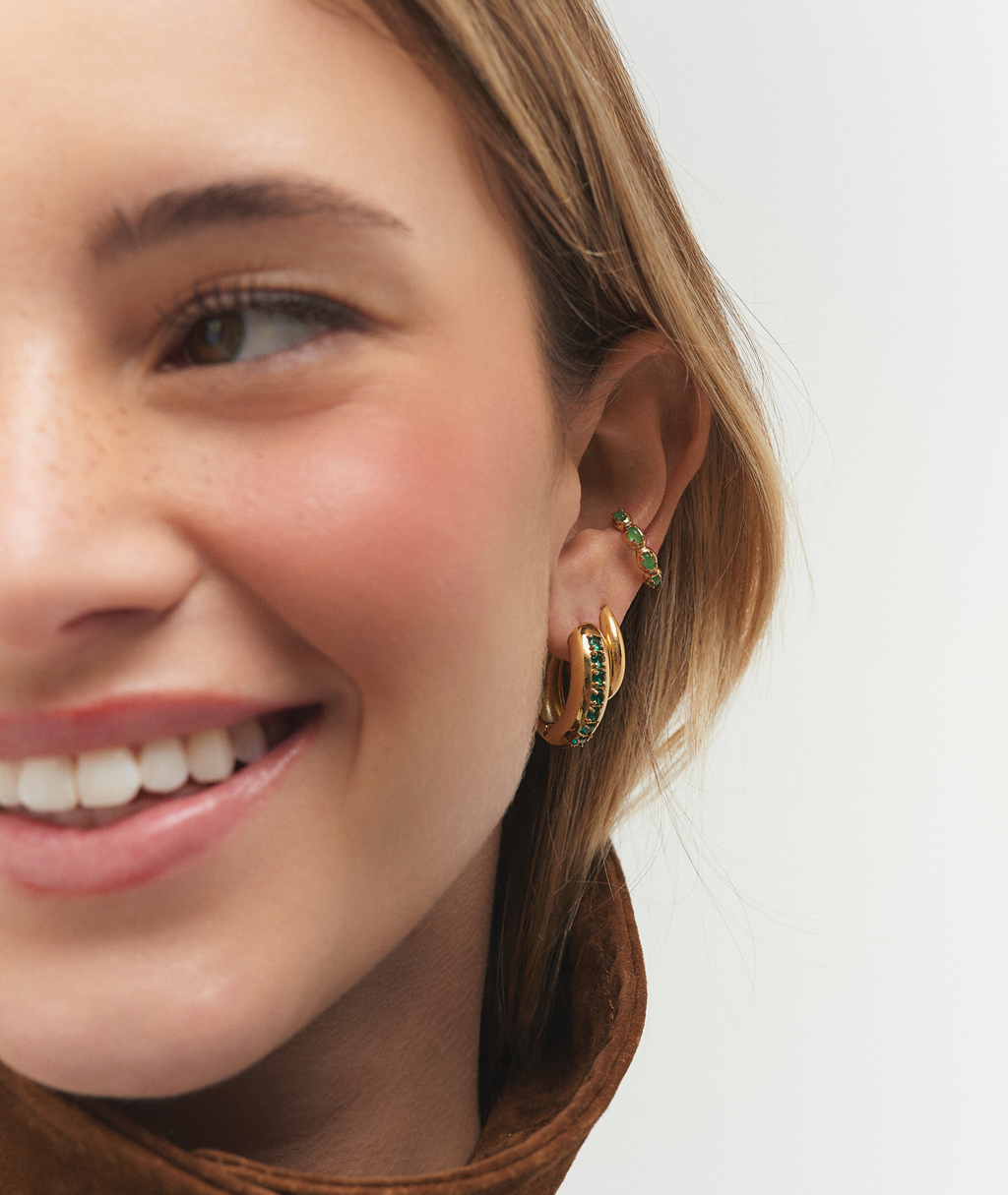 Green Crystal Ear Cuff