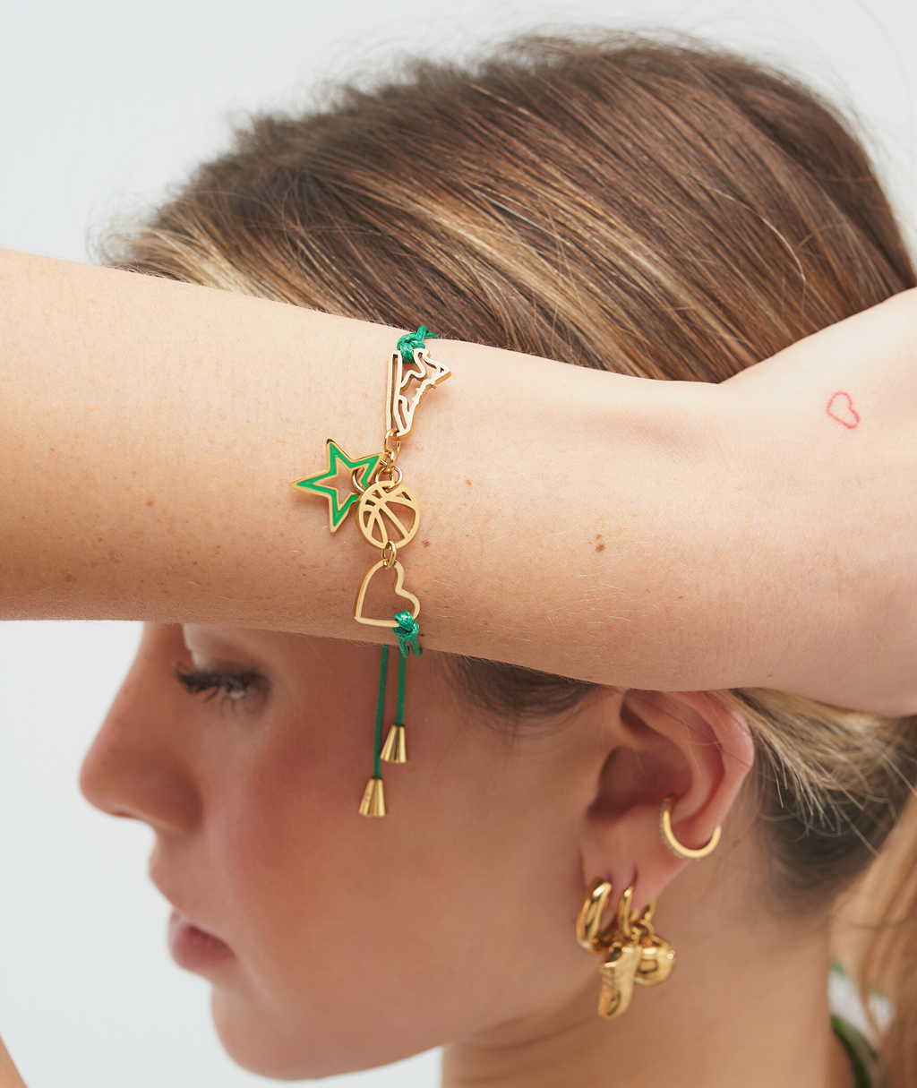 Green & Gold Basketball Bracelet