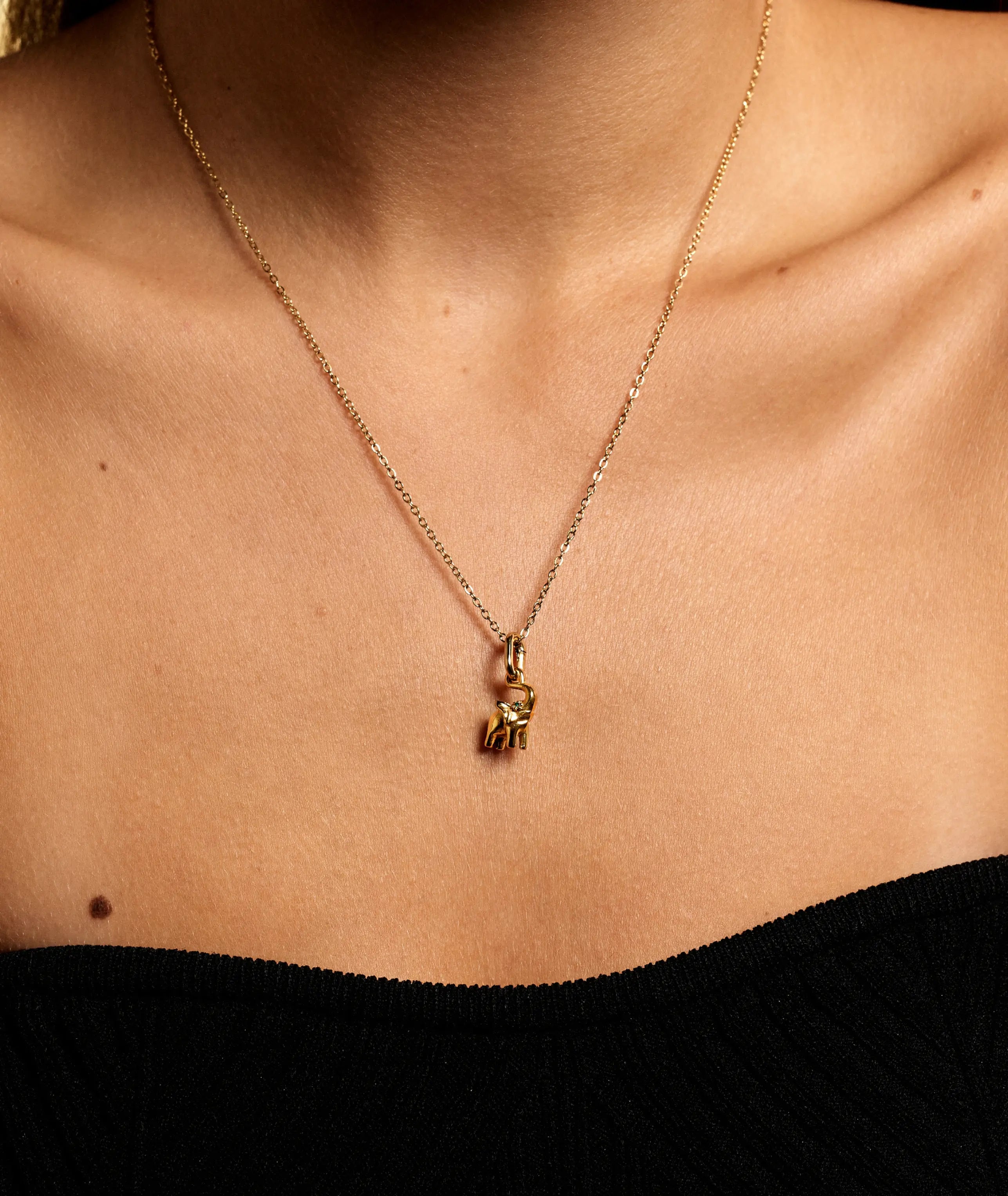 Elephant Charm + Miss Long Necklace