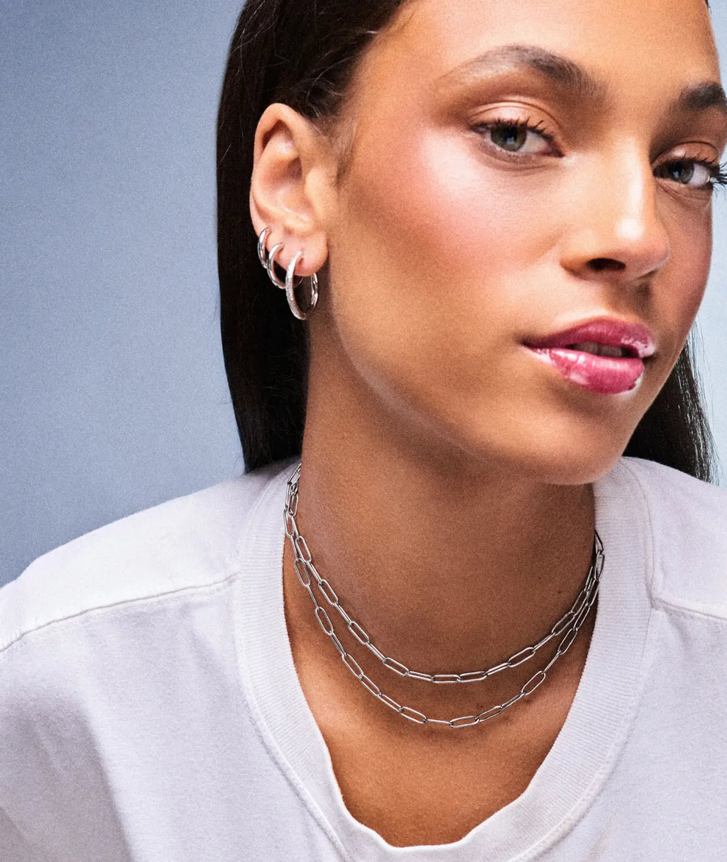 Daphne Large Hoop Silver Earrings