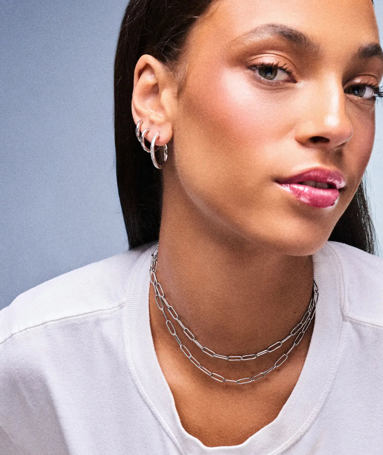 Daphne Large Hoop Silver Earrings