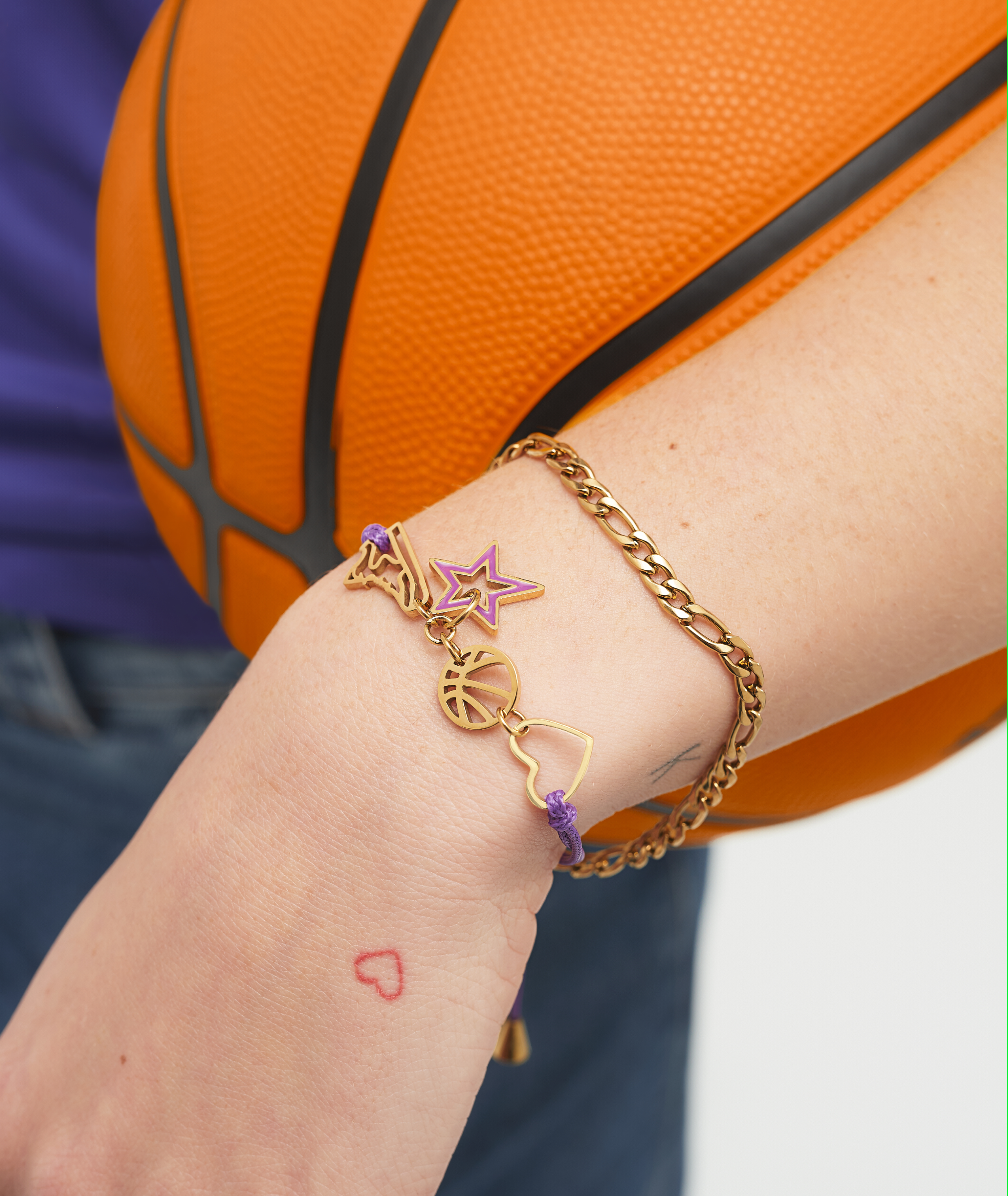 Purple & Gold Basketball Bracelet