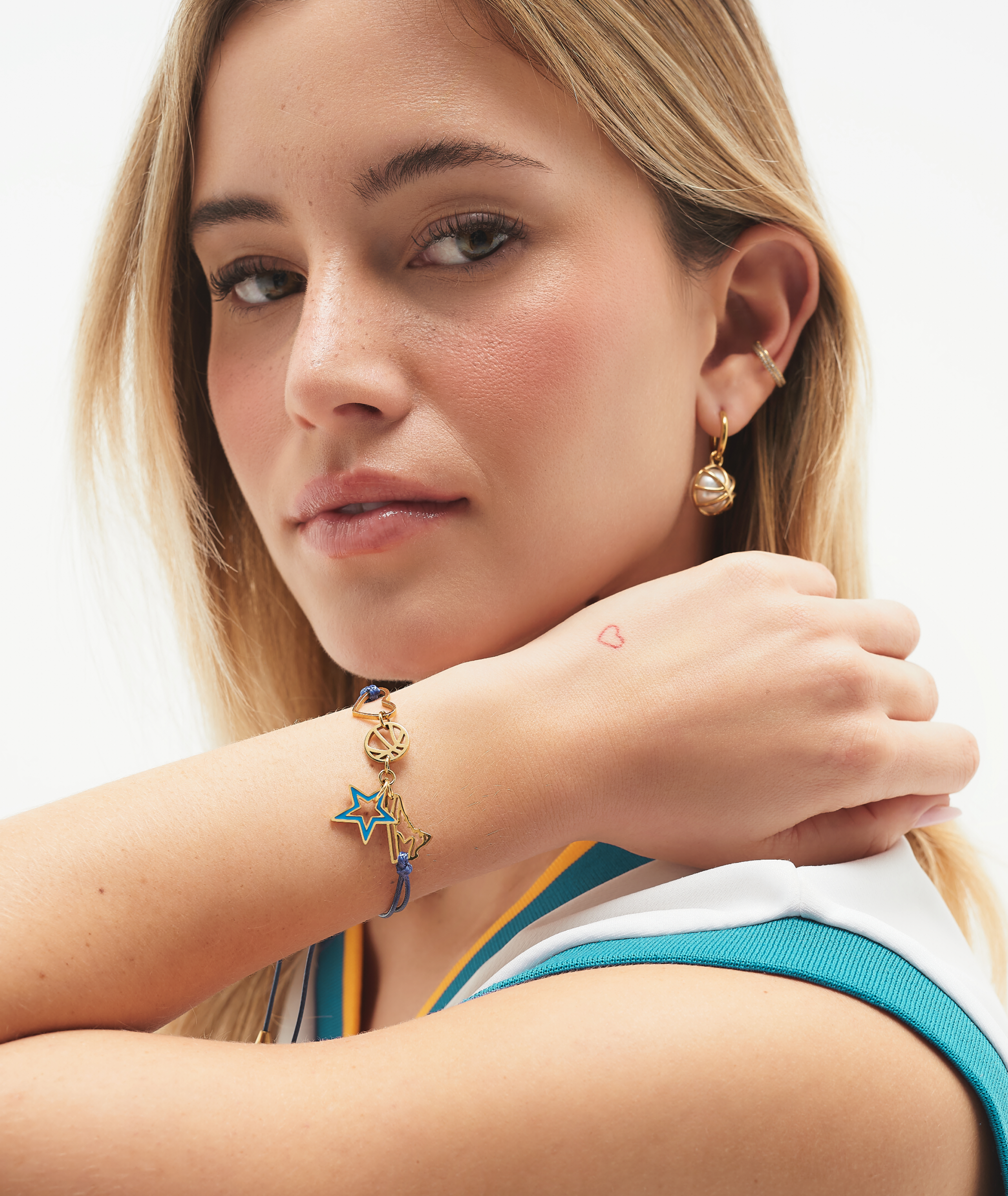 Blue & Gold Basketball Bracelet