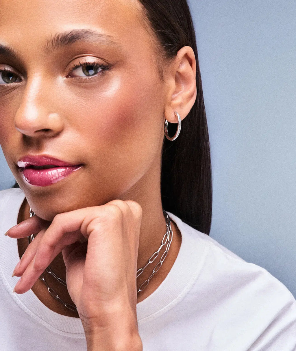 Daphne Large Hoop Silver Earrings