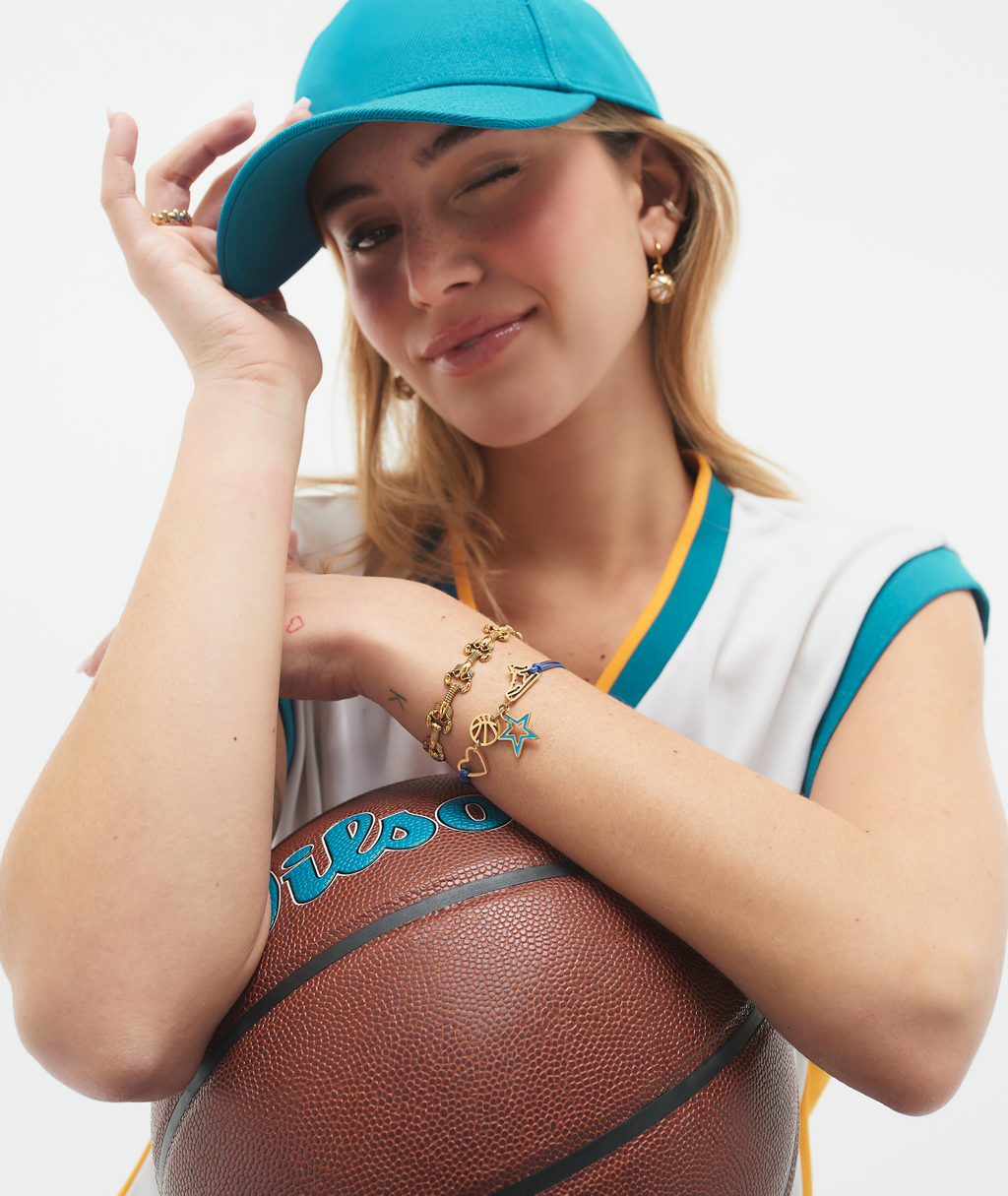 Blue & Gold Basketball Bracelet