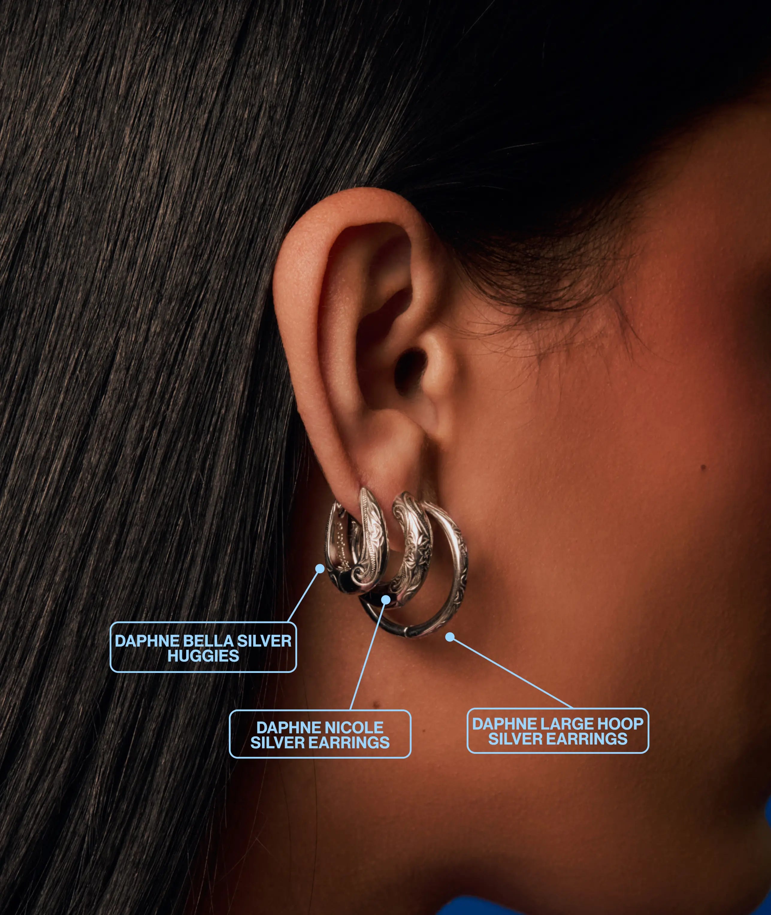 Daphne Nicole Silver Earrings