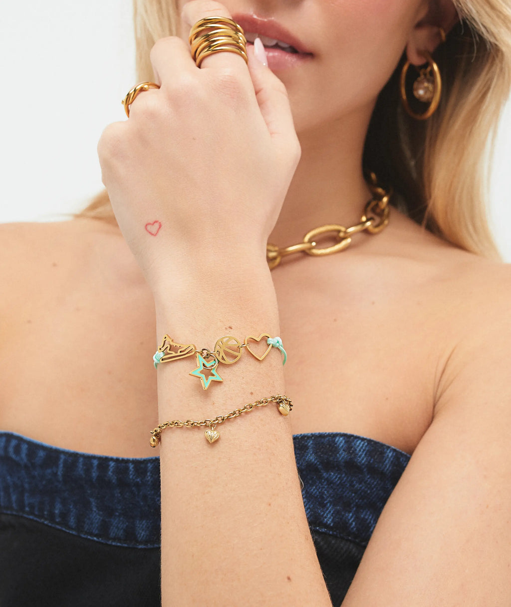 Mint & Gold Basketball Bracelet
