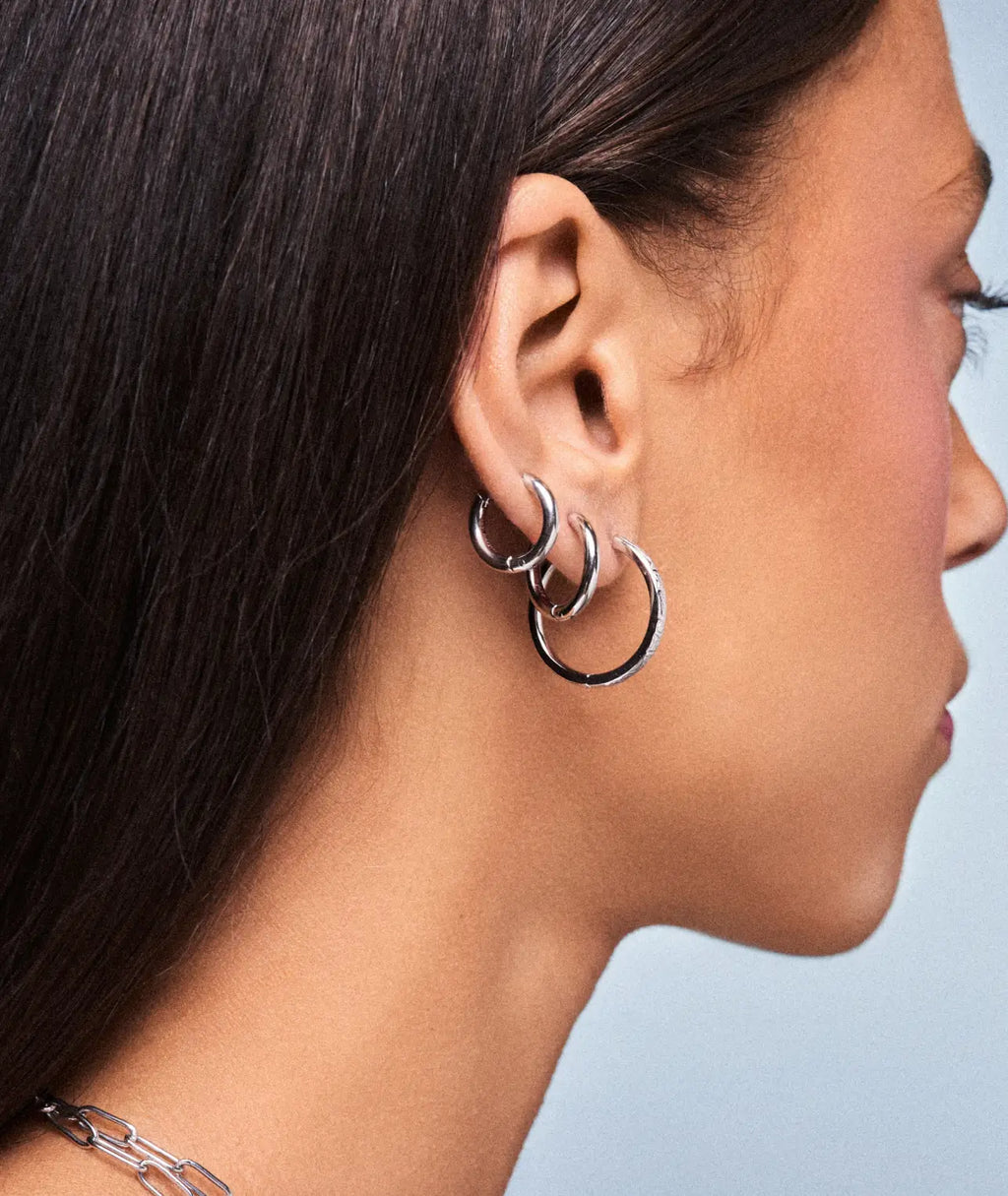 Daphne Large Hoop Silver Earrings