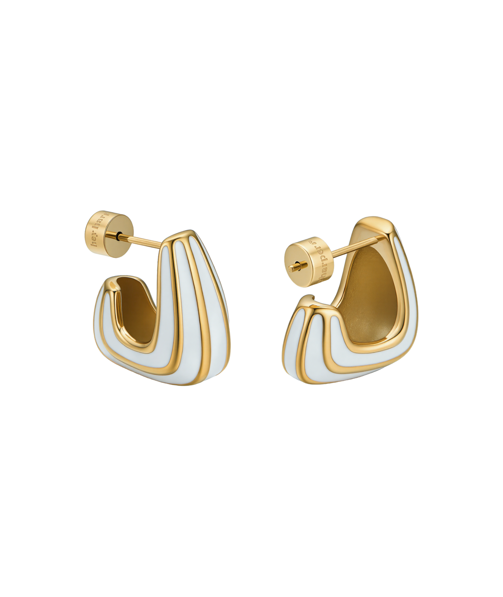 White & Gold Earrings