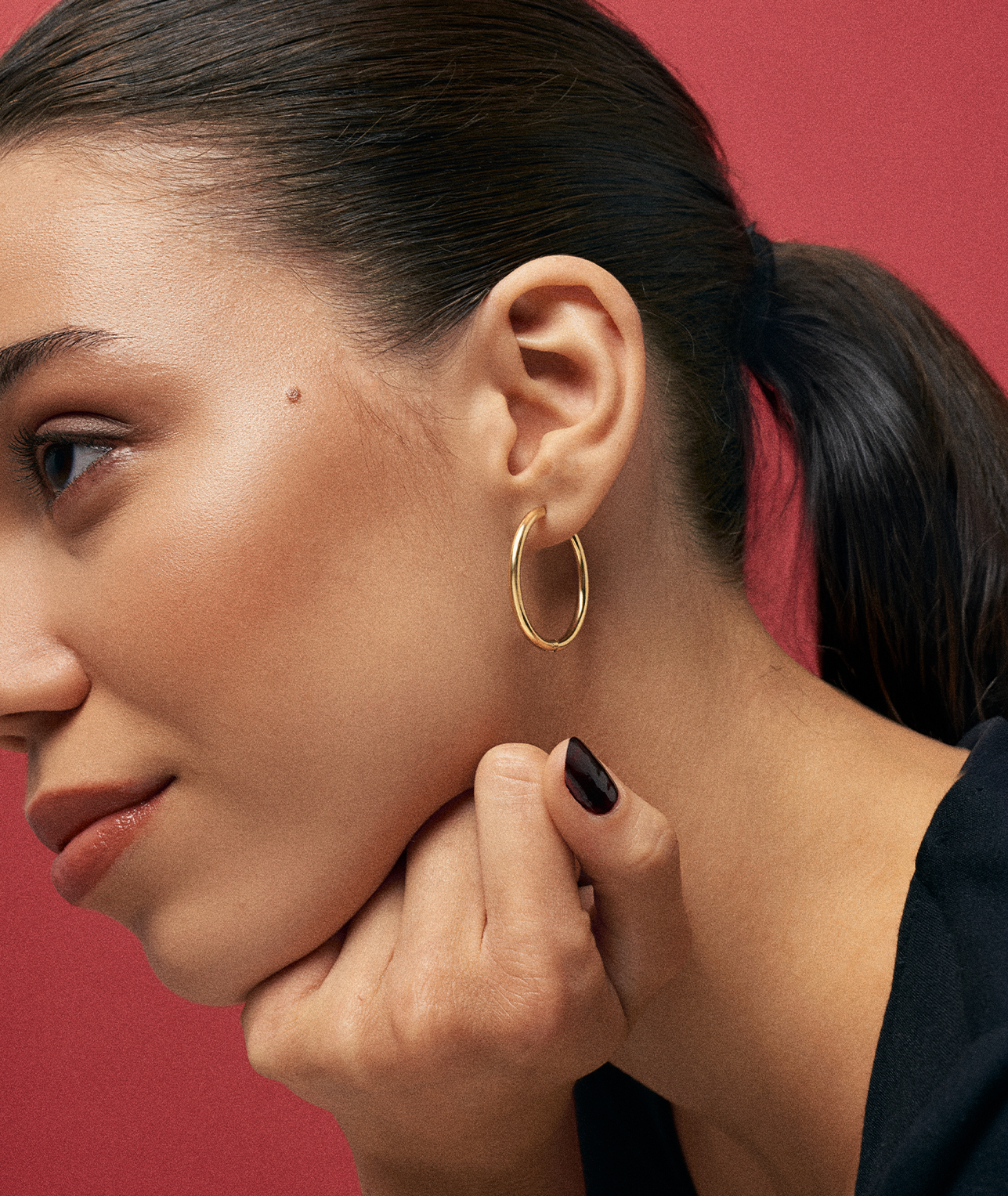 Small Thin Ruby Earrings